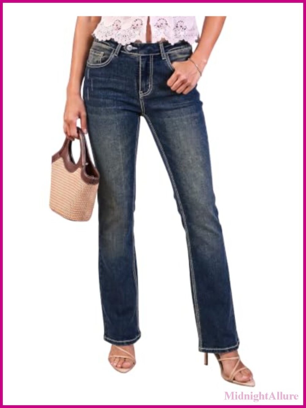 High Waisted Bootcut Jeans Stretch Denim Women Casual Flare Pants